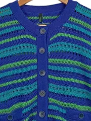 Vorschaubild 3 von BENETTON Damen Strickjacke S Mehrfarbig Casual Lochmuster Polyacryl
