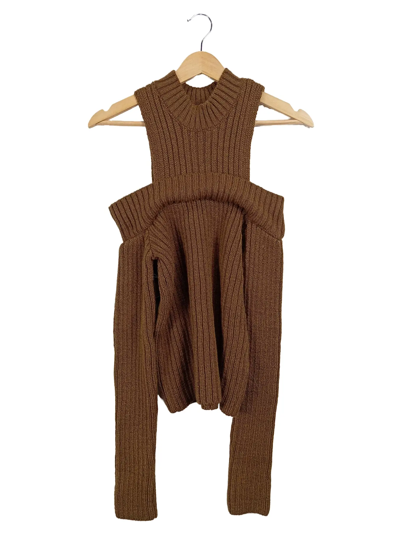 NA-KD Damen Pullover Gr. 36/S Braun Modern Rippstrick Cut-Outs