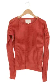 Vorschaubild 1 von Damen Pullover Rot Lochmuster Gr. 36/S Casual Strickpullover