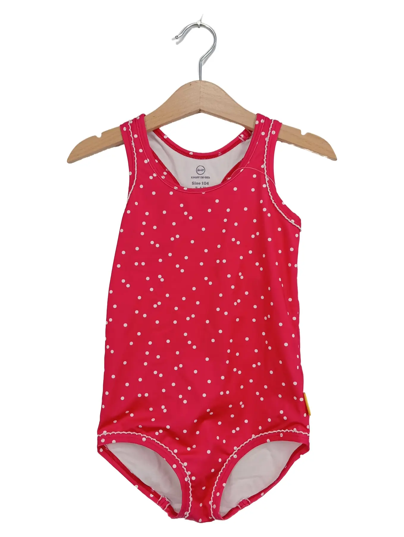 STEIFF Badeanzug Mädchen rot gepunktet Gr. 104 Rüschen Sommer