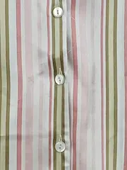 Vorschaubild 2 von Damen Hemdbluse Gr. 44 Gestreift Rosa Grün Kurzarm Polyester