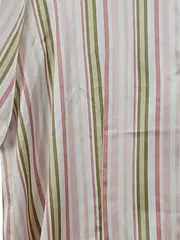 Vorschaubild 3 von Damen Hemdbluse Gr. 44 Gestreift Rosa Grün Kurzarm Polyester