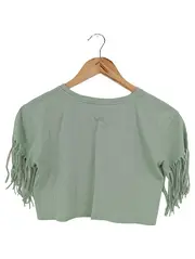 Vorschaubild 2 von Top Mädchen Gr. 140 Grün Casual Fransen Kurzarm Shirt