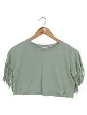 Vorschaubild 1 von Top Mädchen Gr. 140 Grün Casual Fransen Kurzarm Shirt