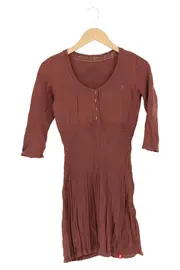 Vorschaubild 1 von Damen Freizeitkleid Gr. 36/S Braun Jerseykleid Rippstrick 3/4 Arm