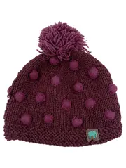 Vorschaubild 1 von Damen Mütze Lila Wolle One Size Strickmütze Bommel Punkte Casual