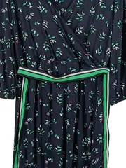 Vorschaubild 4 von Damen Wickelkleid Gr. 40 Blau mit Blattmuster Freizeitkleid