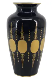 Vorschaubild 1 von KPM ROYAL BAVARIA Vase Echt Cobalt Porzellan Schwarz Blumen 16cm