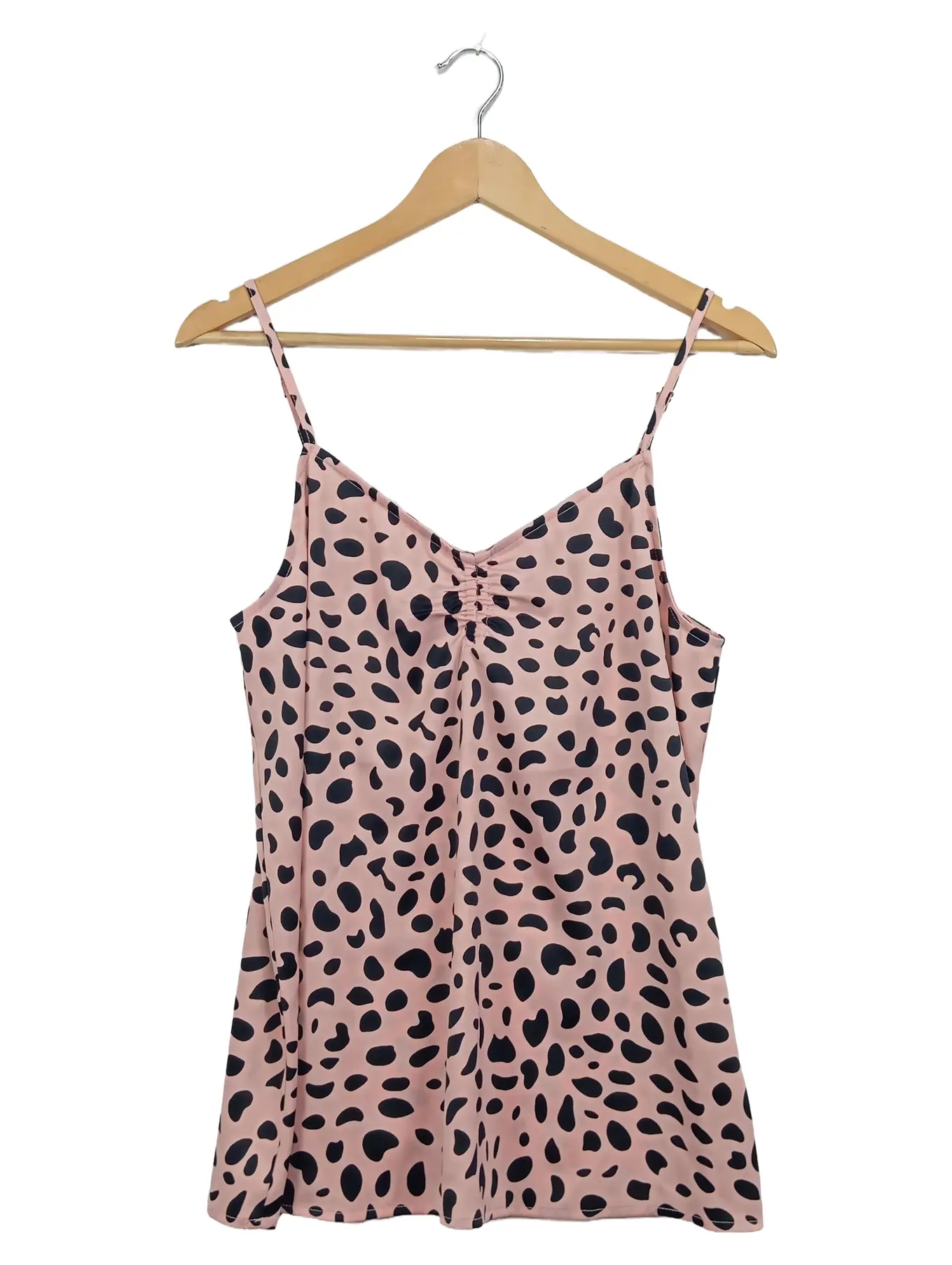 BUFFALO Damen Top 40 L Rosa Leopardenmuster Spaghettiträger