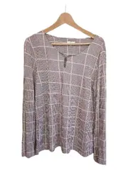 Vorschaubild 1 von Damen Bluse Gr. 38/M Grau Kariert Klassisch Vintage Langarm