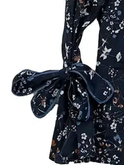 Vorschaubild 3 von Taifun Damen Bluse Blumenmuster Langarm Schleife Gr. 38 M Navy Floral