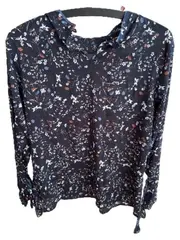 Vorschaubild 5 von Taifun Damen Bluse Blumenmuster Langarm Schleife Gr. 38 M Navy Floral