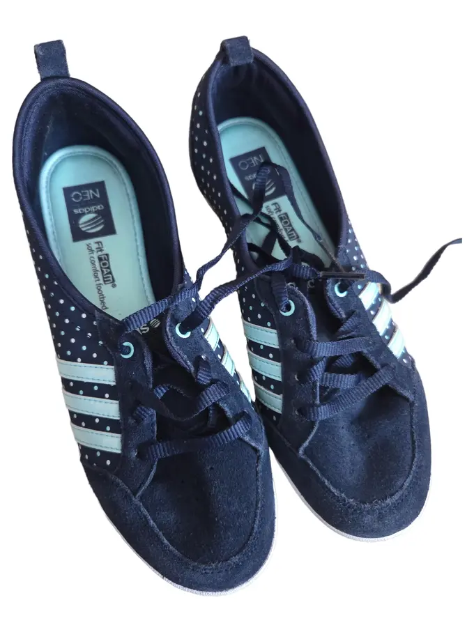 ADIDAS Neo Damen Sneaker Low 36 Blau mit Punkten Freizeit Schuhe