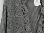 Vorschaubild 4 von Damen Strickjacke Grau Gr. 46/3XL Feminin mit Rüschen
