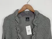Vorschaubild 5 von Damen Strickjacke Grau Gr. 46/3XL Feminin mit Rüschen