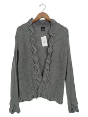 Vorschaubild 1 von Damen Strickjacke Grau Gr. 46/3XL Feminin mit Rüschen