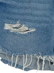 Vorschaubild 3 von Destroyed Denim Shorts Damen Blau Fransen Baumwolle Lyocell Gr. 44