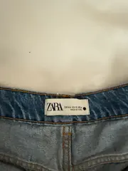 Vorschaubild 4 von Destroyed Denim Shorts Damen Blau Fransen Baumwolle Lyocell Gr. 44