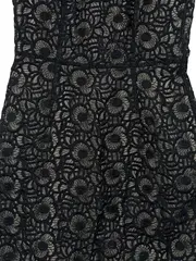 Vorschaubild 2 von Spitzenkleid Damen Gr. 34 Schwarz Blumen Midikleid Elegant Baumwolle