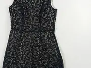 Vorschaubild 3 von Spitzenkleid Damen Gr. 34 Schwarz Blumen Midikleid Elegant Baumwolle