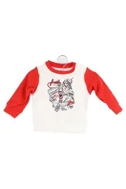 Vorschaubild 1 von Kinder Pullover Gr. 74 Rot Weiß Casual Sportlich Sweatshirt Logo Print