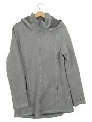 Vorschaubild 1 von Bench Damen Fleecejacke Kapuze Strickoptik Grau Gr. XL 42