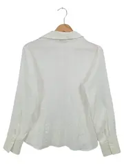 Vorschaubild 2 von Bluse Damen Langarm Weiß Gr. 38/M Klassisch Business Strukturmuster