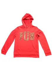 Vorschaubild 1 von Mädchen Kapuzenpullover Gr. 164 Rot Pailletten Schriftzug FUN Hoodie