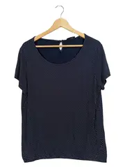 Vorschaubild 1 von Damen T-Shirt Gr. 42/XL Blau mit Punkten Casual Kurzarm