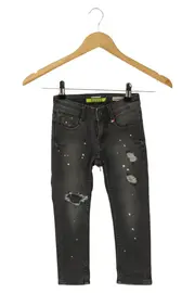 Vorschaubild 1 von FLEX FIT Destroyed Jeans Kinder Grau Gr. 128 Baumwolle Lochmuster