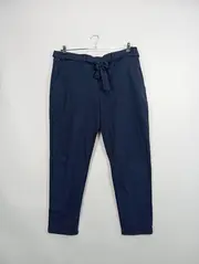 Vorschaubild 2 von Damen Stoffhose Blau Gr. 46 Casual mit Bindegürtel
