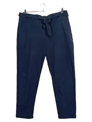 Vorschaubild 1 von Damen Stoffhose Blau Gr. 46 Casual mit Bindegürtel