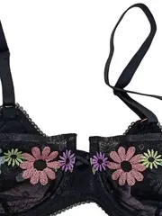 Vorschaubild 3 von BH Damen 75D Schwarz Blumen Stickerei Spitze Unlined