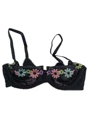 Vorschaubild 1 von BH Damen 75D Schwarz Blumen Stickerei Spitze Unlined
