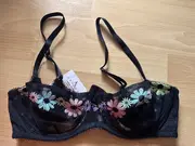 Vorschaubild 2 von BH Damen 75D Schwarz Blumen Stickerei Spitze Unlined