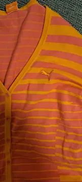 Vorschaubild 5 von Damen Strickjacke Gr. 38 gestreift Pink Orange Sportlich