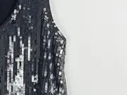 Vorschaubild 2 von Damen Pailletten Top Schwarz Gr. 36/S Glamourös Party