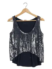 Vorschaubild 1 von Damen Pailletten Top Schwarz Gr. 36/S Glamourös Party