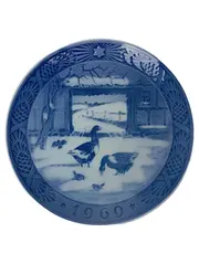 Vorschaubild 1 von Sammelteller 1969 In the Old Farmyard Gänse Blau 18cm