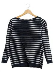 Vorschaubild 1 von Damen Langarmshirt gestreift Schwarz Gr. 34;XS