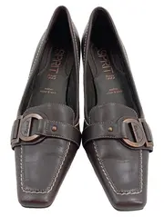 Vorschaubild 2 von Pumps Damen Gr. 40 Braun Leder Elegant Business Loafer-Stil Schnalle