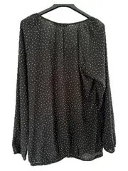 Vorschaubild 3 von Damen Bluse Schwarz Weiß Punkte Langarm Gr. 38 M Klassisch