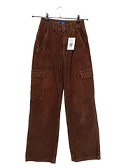 Vorschaubild 1 von Ultra High-Rise Baggy Cargohose Cord Damen W24 Braun