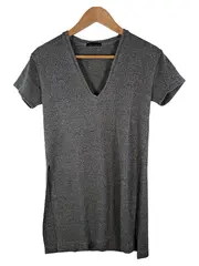 Vorschaubild 1 von Trafaluc Damen T-Shirt V-Ausschnitt Kurzarm Grau Meliert Gr. S