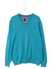 Vorschaubild 1 von Herren Pullover Langarm Uni Türkis Gr. M Baumwolle Freizeit