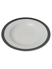 Vorschaubild 1 von Suppenteller Serie 1814 Porzellan Weiß mit schwarzem Rand 22cm