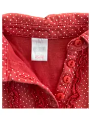 Vorschaubild 2 von Baby Mädchen Shirt Gr. 68 Rot Gepunktet Rüschenkragen Ärmellos