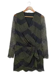 Vorschaubild 1 von festliches Kleid Damen elegant grün floral Spitze Gr. 38/M