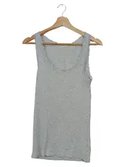 Vorschaubild 1 von Damen Top Gr. M grau meliert Spitze Rippstrick Baumwolle