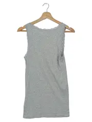 Vorschaubild 2 von Damen Top Gr. M grau meliert Spitze Rippstrick Baumwolle